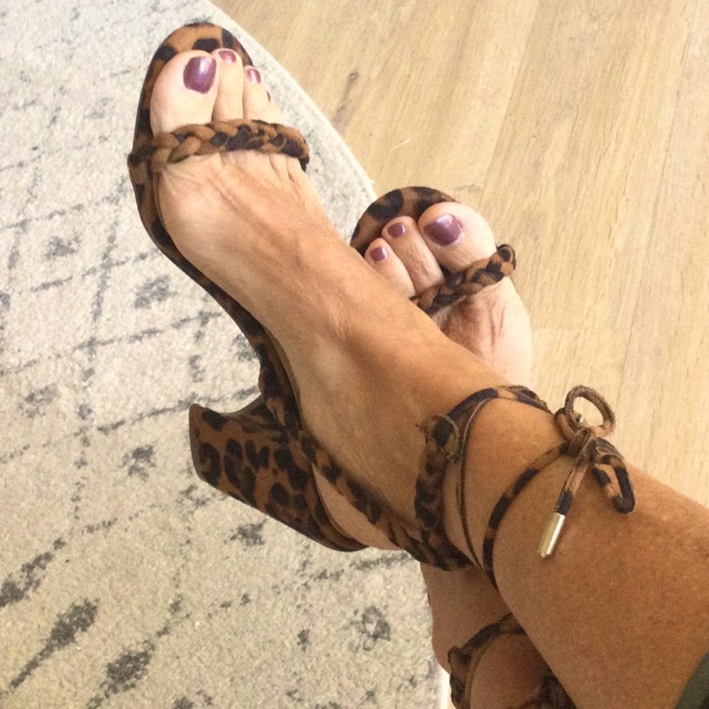 Leopard strappy heels